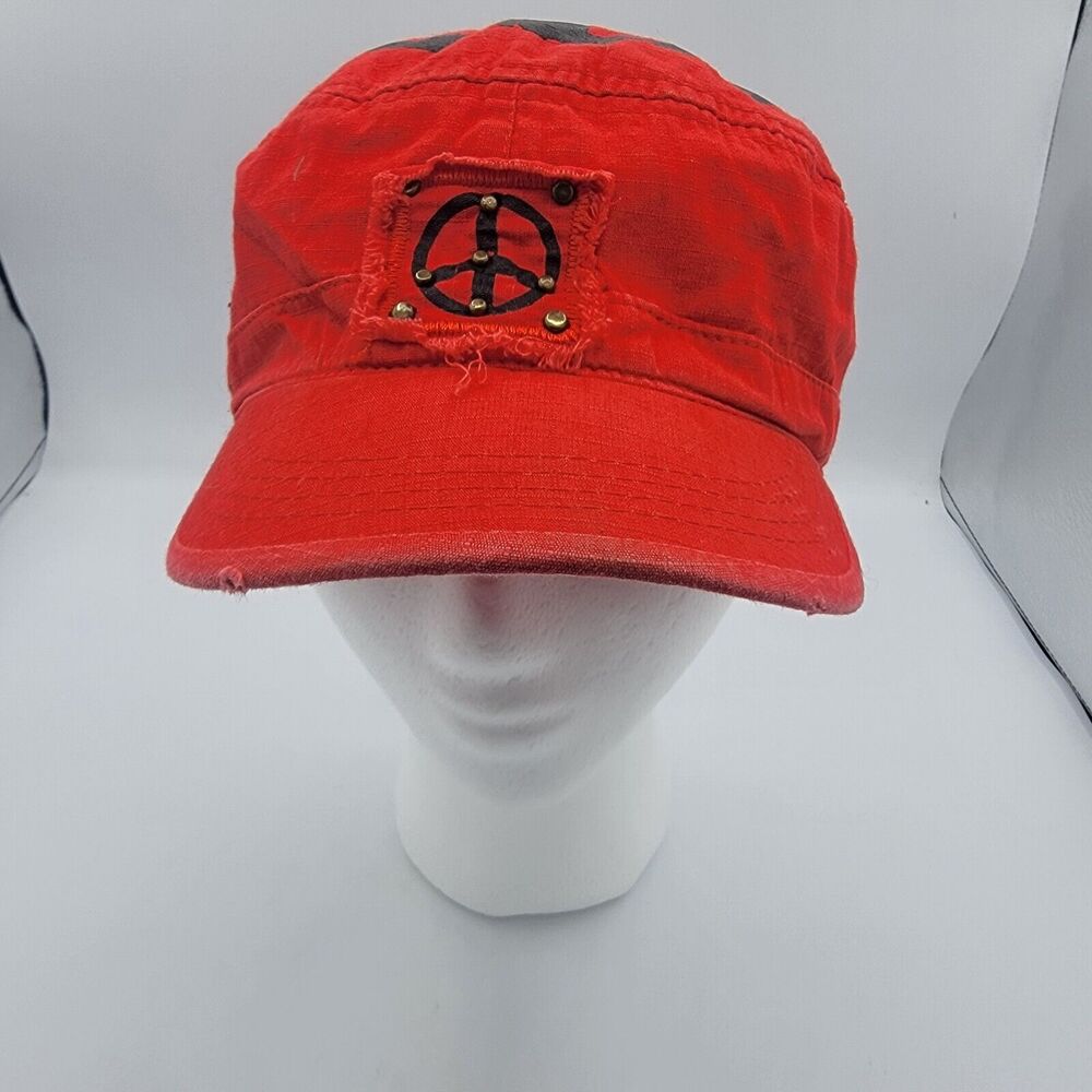 Womens Red Hat, Peace Sign, Stylish, New, Strech, One Size Fits Most Cotton